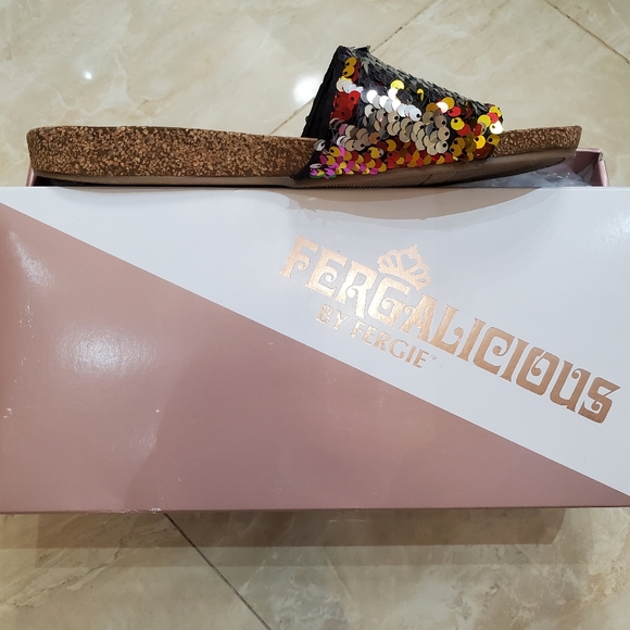 FERGALICIOUS by Fergie Miranda Rainbow Sequin Slide Sandals - Picture 5 of 7